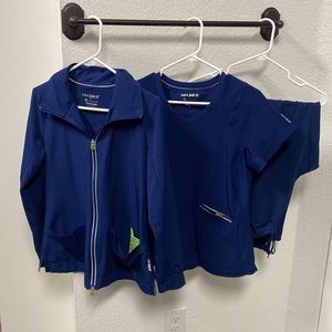 Healing hands 360 navy scrub set with jacket